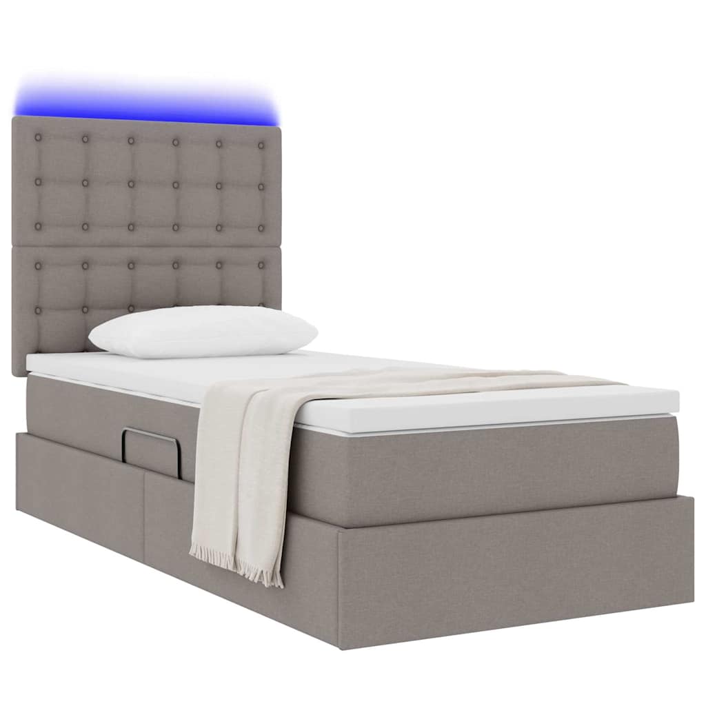 LED tárolós ágy matraccal Tópszínű 90 x 190 cm Szövet