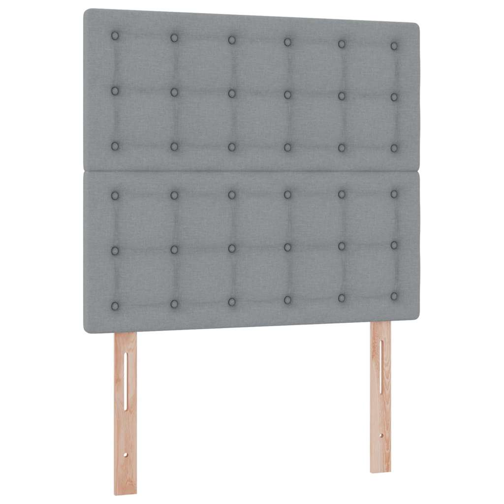 LED tárolós ágy matraccal Világosszürke 90 x 200 cm Szövet