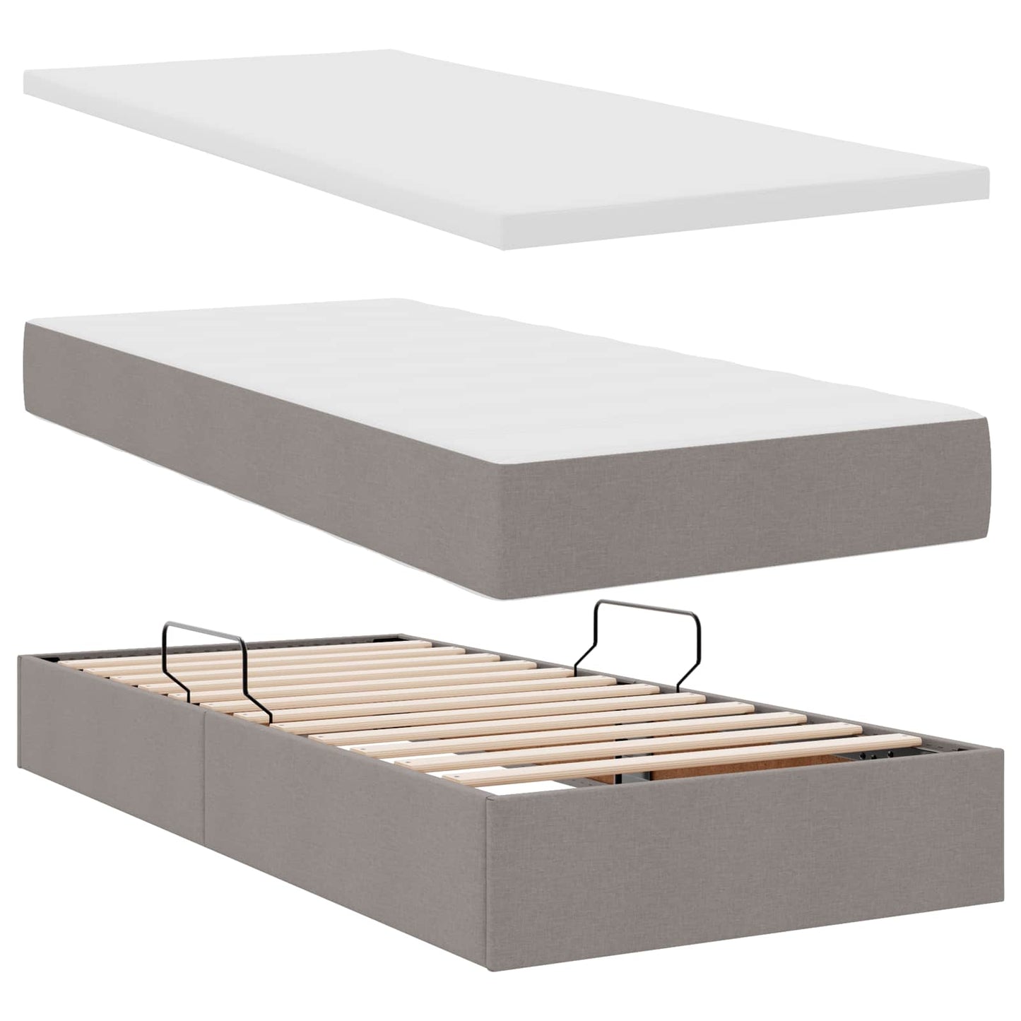 LED tárolós ágy matraccal Tópszínű 90 x 200 cm Szövet
