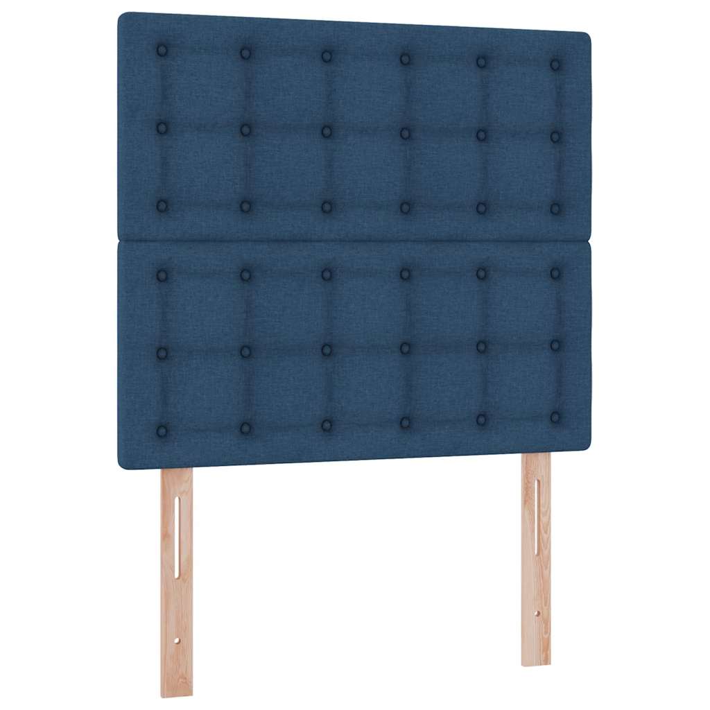LED tárolós ágy matraccal Kék 90 x 200 cm Szövet