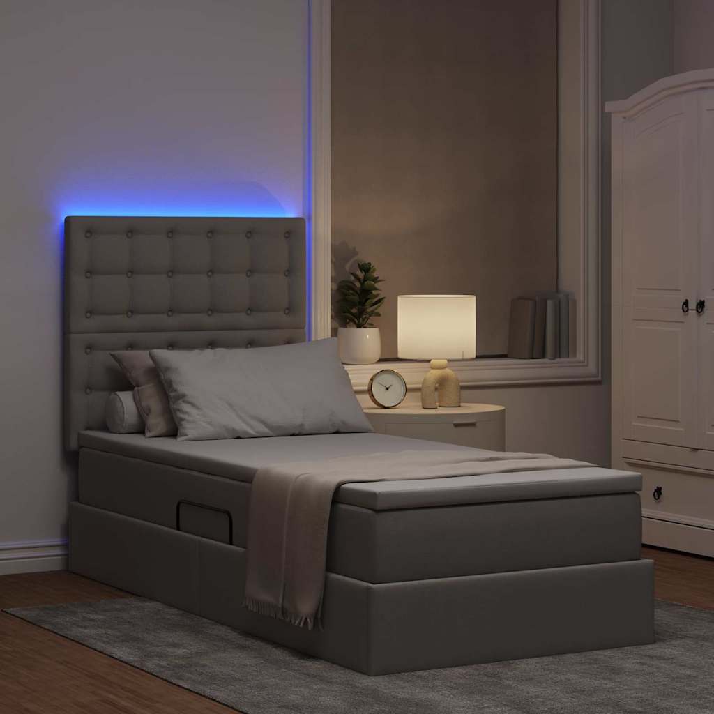 LED tárolós ágy matraccal Tópszínű 100 x 200 cm Szövet