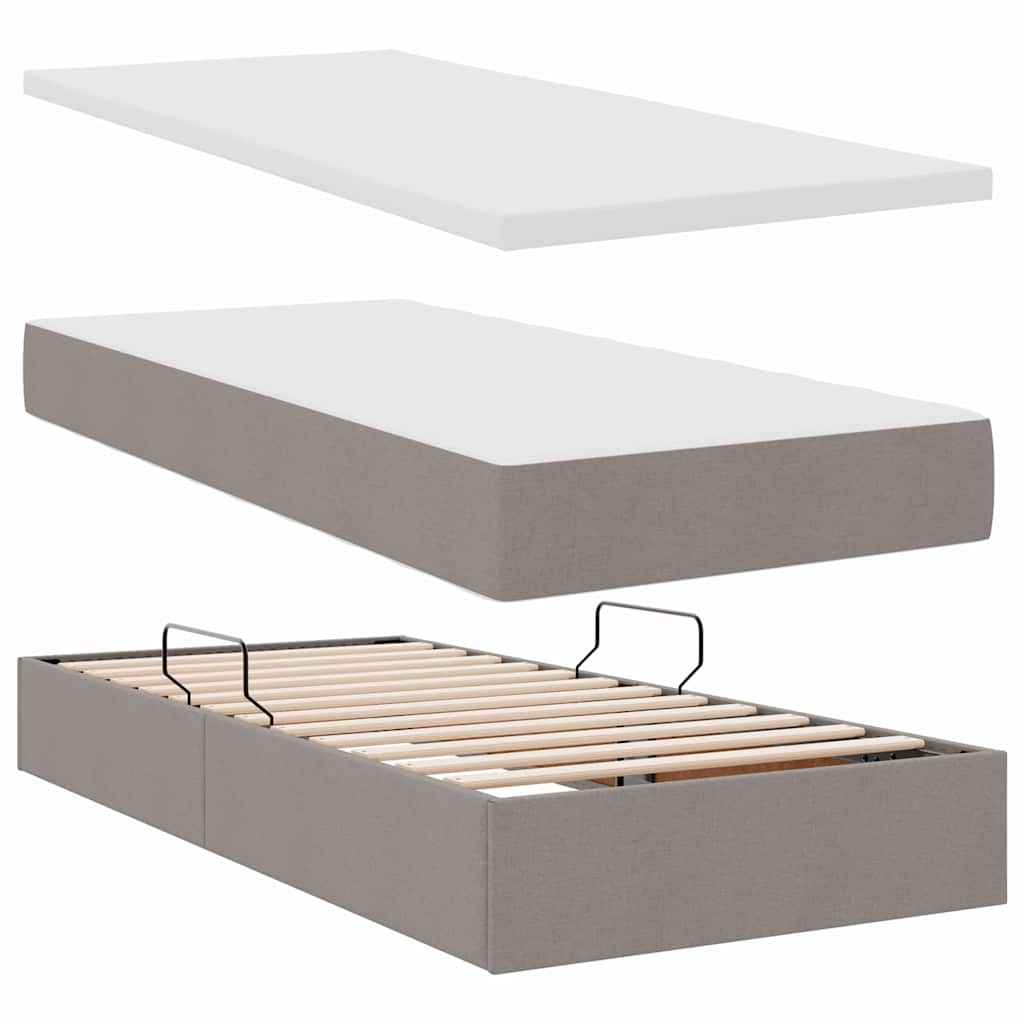 LED tárolós ágy matraccal Tópszínű 100 x 200 cm Szövet