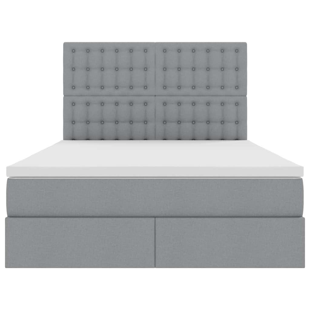 LED tárolós ágy matraccal Világosszürke 140 x 190 cm Szövet