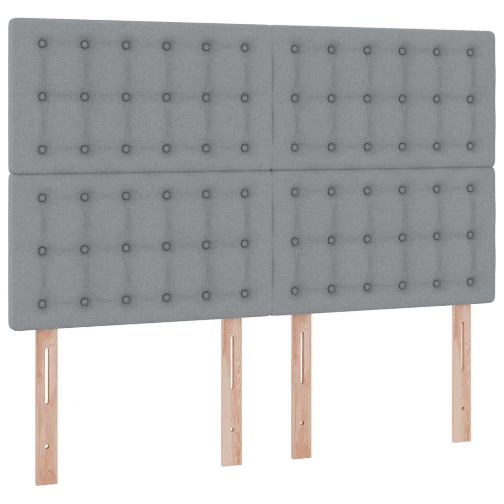 LED tárolós ágy matraccal Világosszürke 140 x 190 cm Szövet