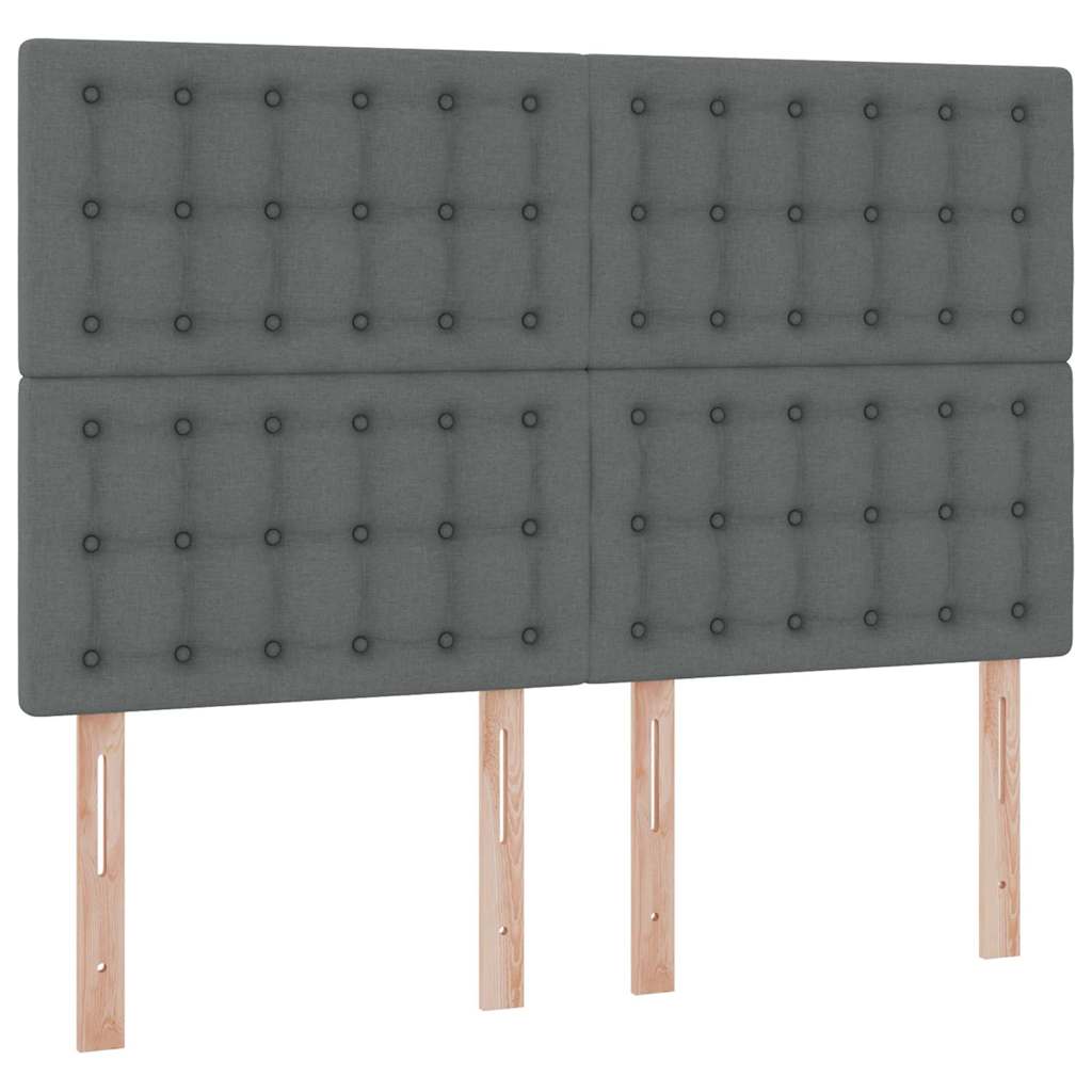 LED tárolós ágy matraccal Sötétszürke 140 x 190 cm Szövet