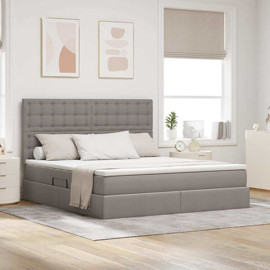 LED tárolós ágy matraccal Tópszínű 180 x 200 cm Szövet