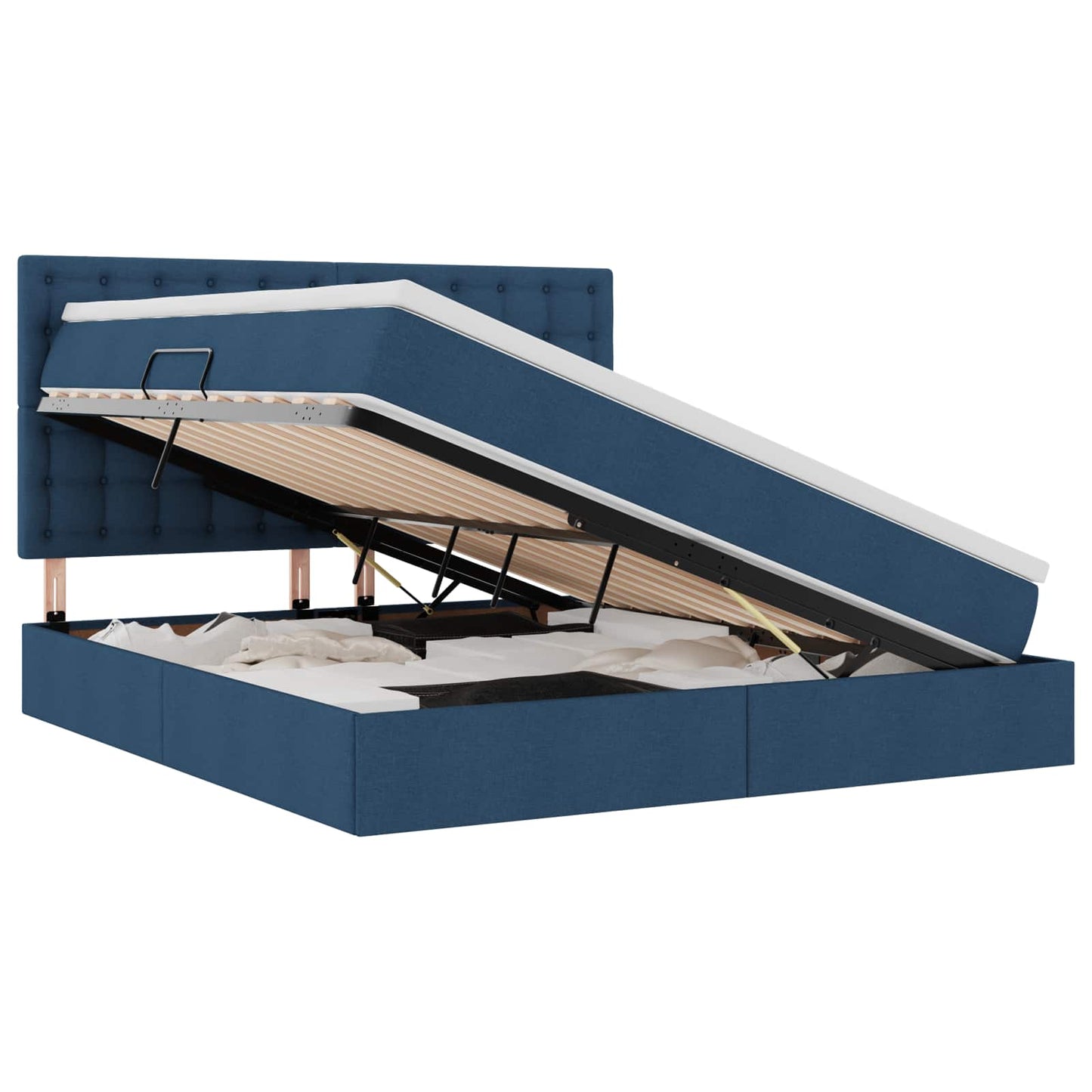 LED tárolós ágy matraccal Kék 180 x 200 cm Szövet