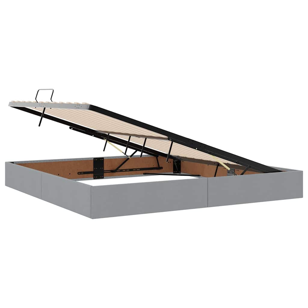 LED tárolós ágy matraccal Világosszürke 200 x 200 cm Szövet
