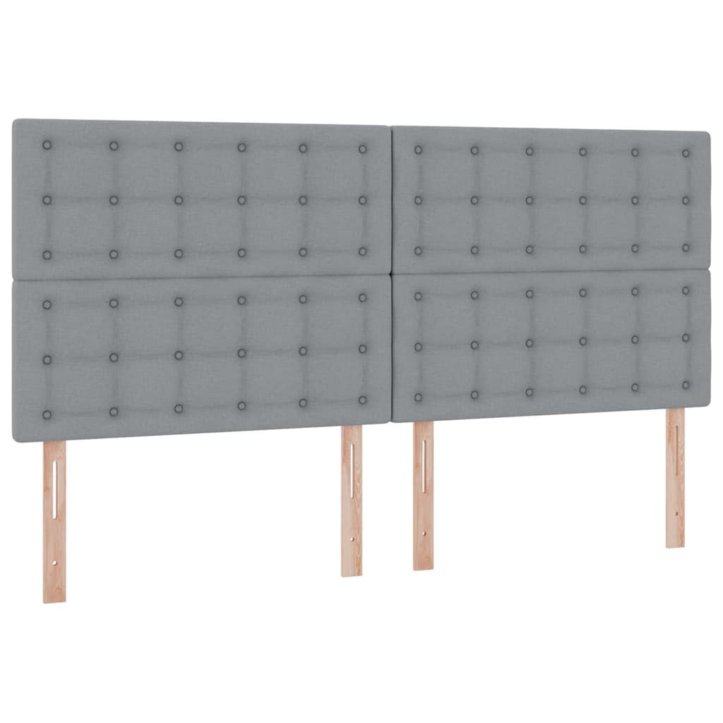 LED tárolós ágy matraccal Világosszürke 200 x 200 cm Szövet