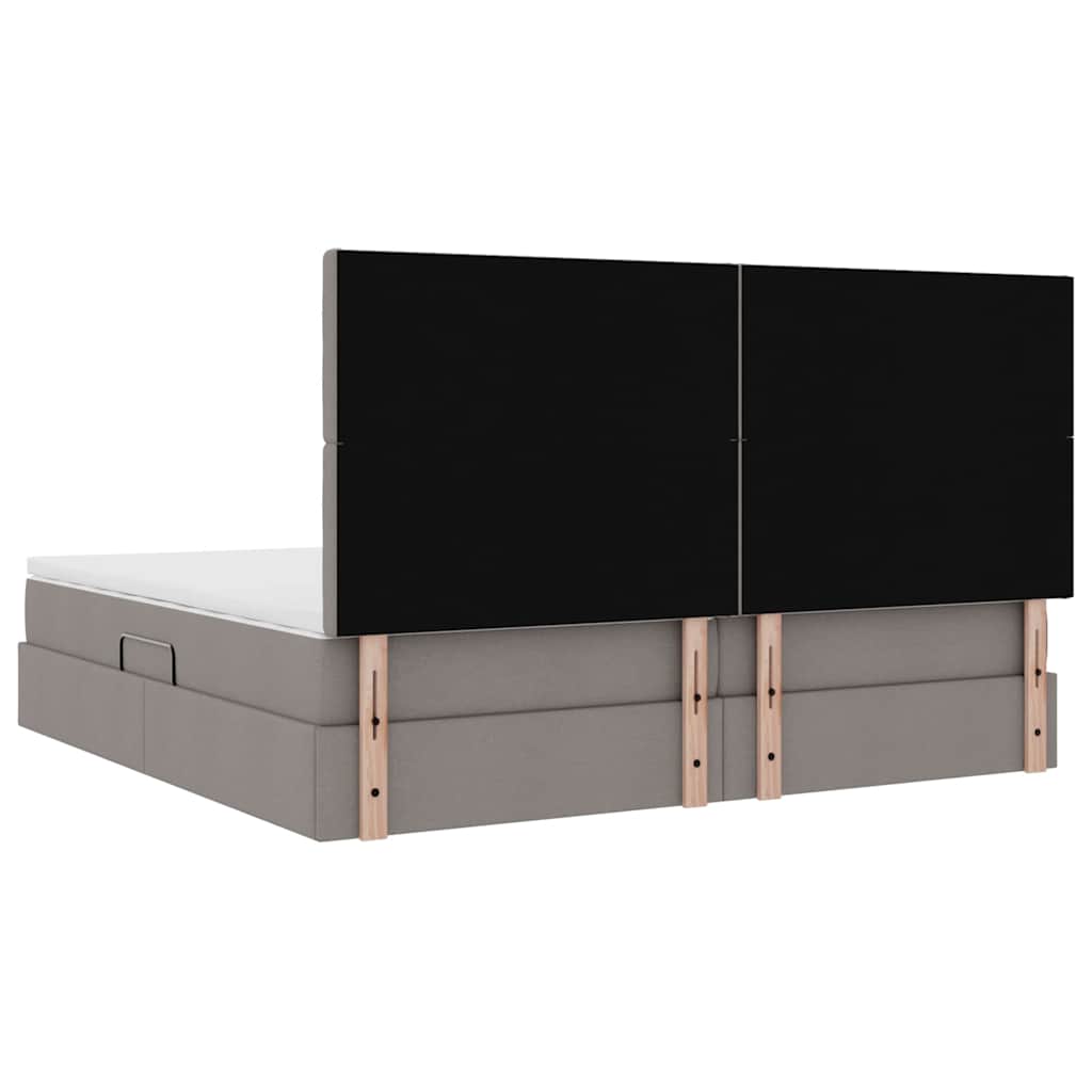 LED tárolós ágy matraccal Tópszínű 200 x 200 cm Szövet