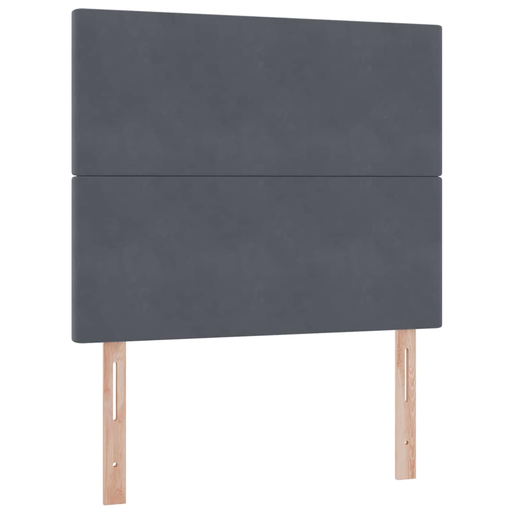 LED tárolós ágy matraccal Sötétszürke 120 x 190 cm Bársony