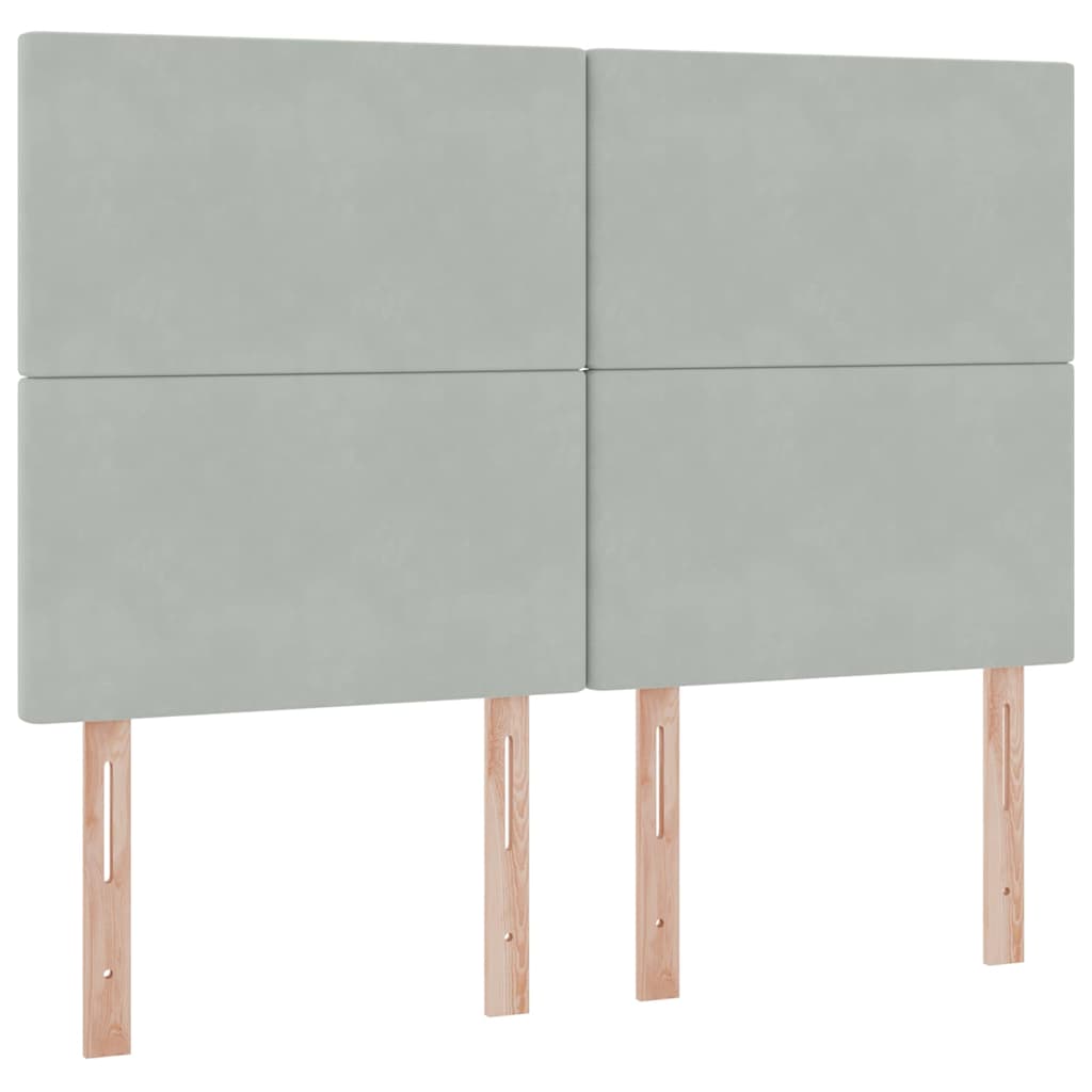 LED tárolós ágy matraccal Világosszürke 140 x 190 cm Bársony