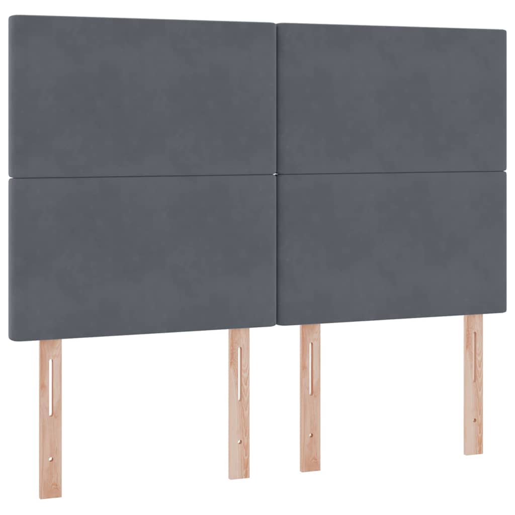 LED tárolós ágy matraccal Sötétszürke 140 x 190 cm Bársony
