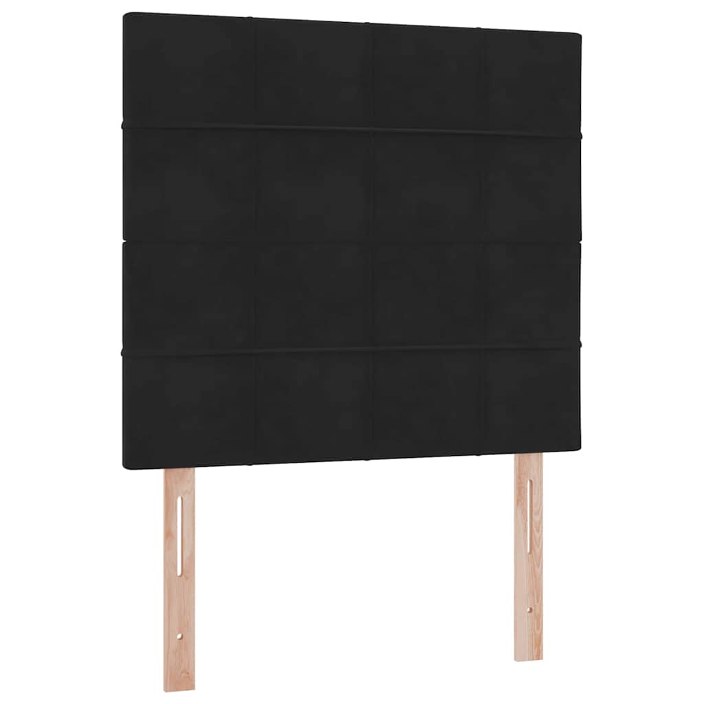 LED tárolós ágy matraccal Fekete 90 x 200 cm Bársony