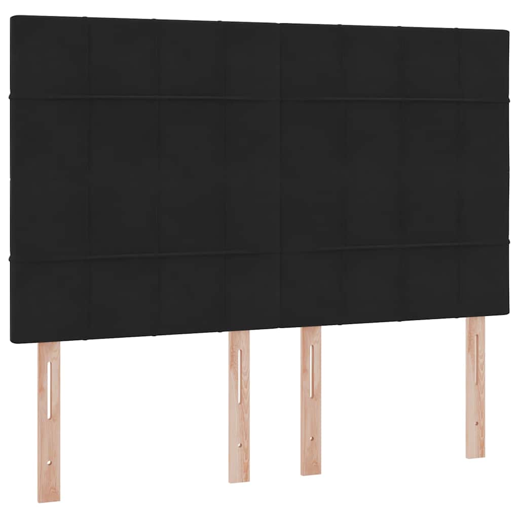 LED tárolós ágy matraccal Fekete 140 x 200 cm Bársony