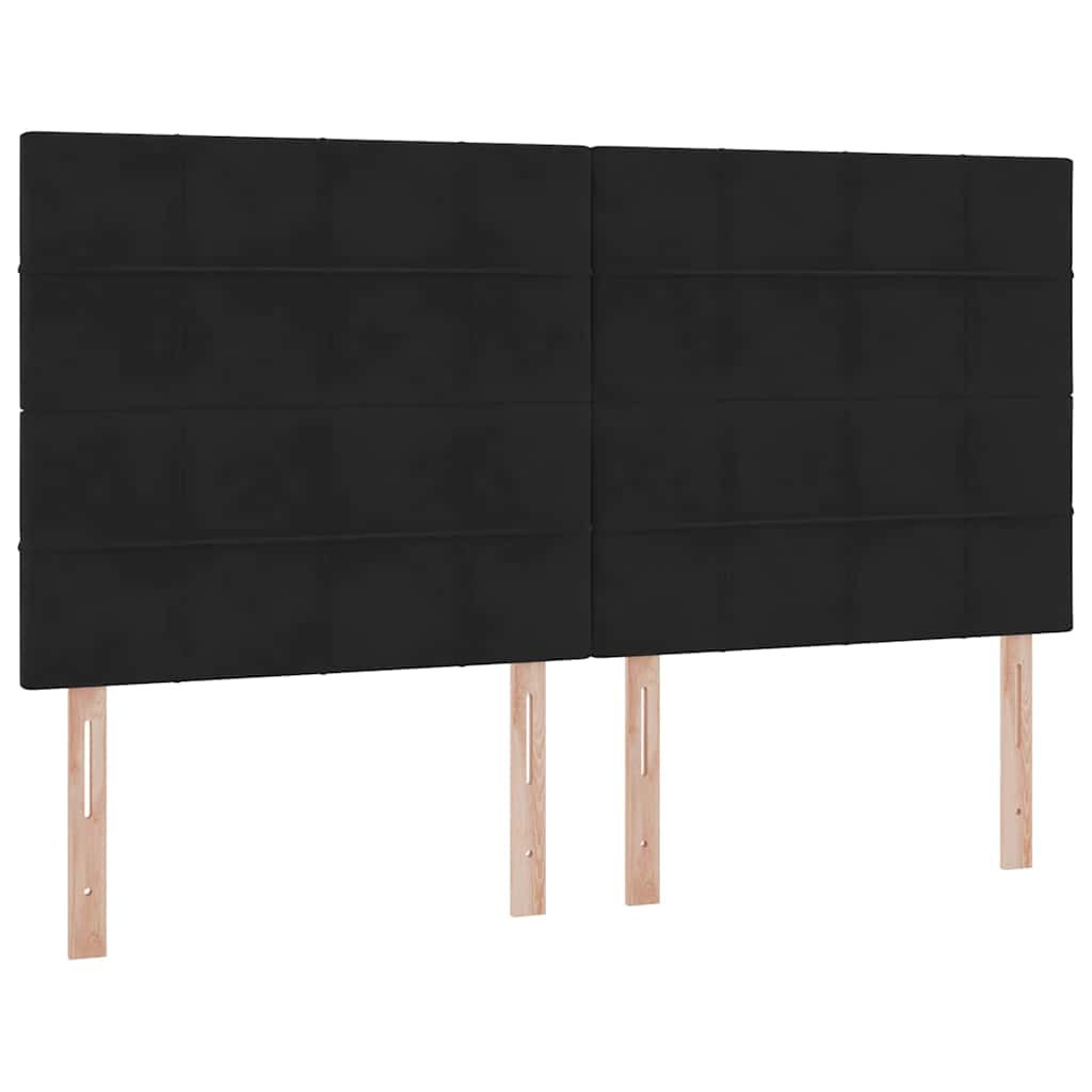 LED tárolós ágy matraccal Fekete 160 x 200 cm Bársony