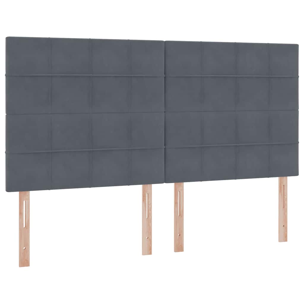 LED tárolós ágy matraccal Sötétszürke 180 x 200 cm Bársony