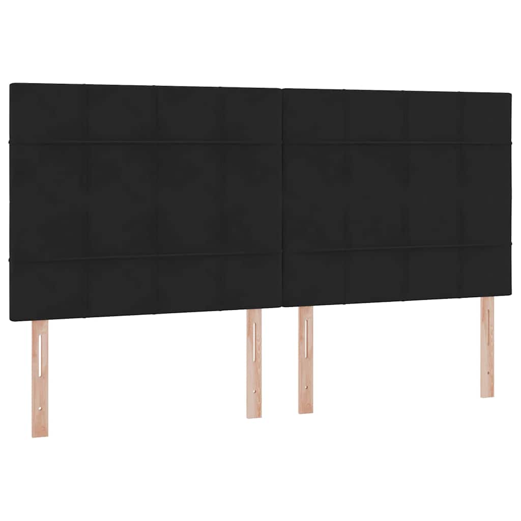 LED tárolós ágy matraccal Fekete 200 x 200 cm Bársony