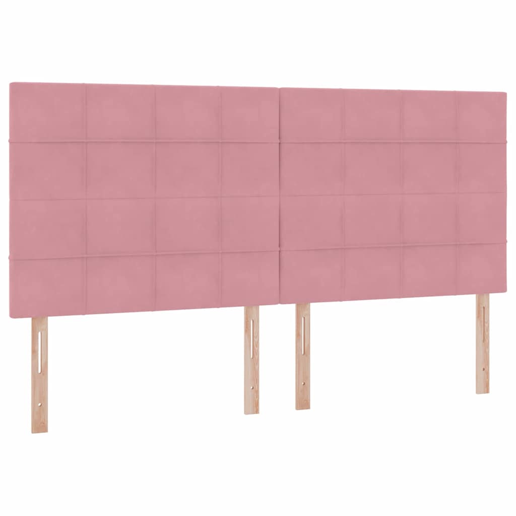 LED tárolós ágy matraccal Rózsaszín 200 x 200 cm Bársony