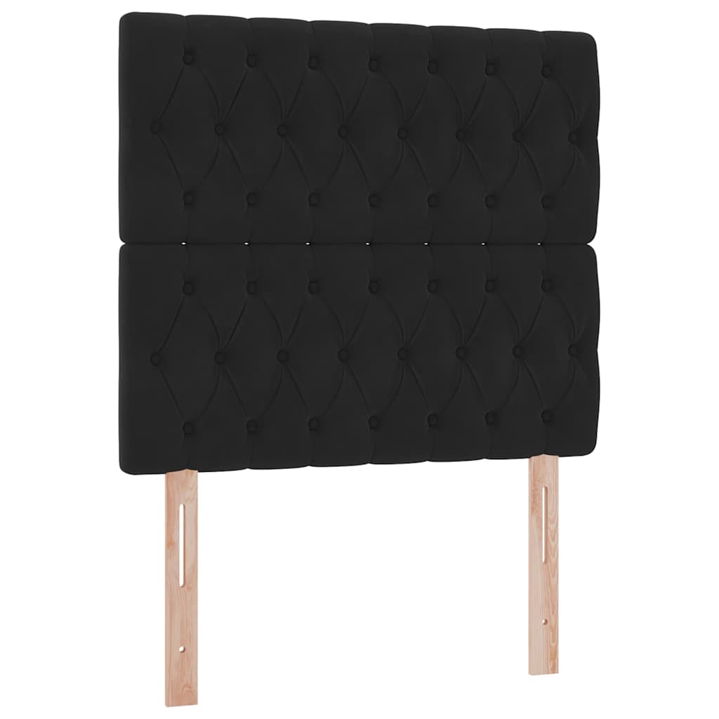LED tárolós ágy matraccal Fekete 90 x 190 cm Bársony