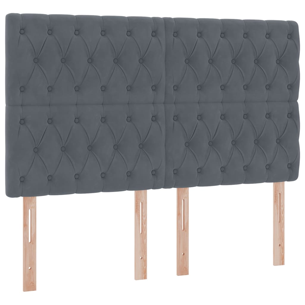 LED tárolós ágy matraccal Sötétszürke 140 x 200 cm Bársony