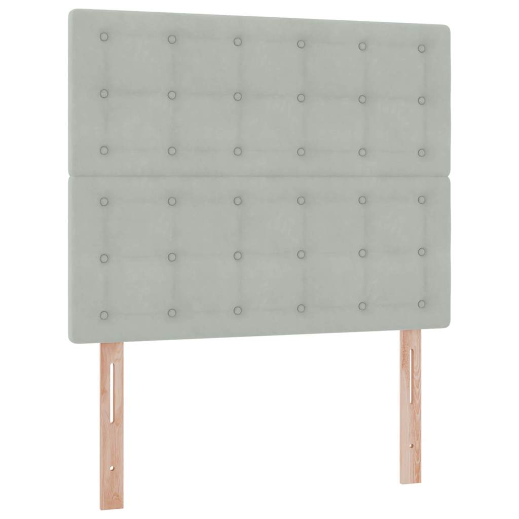 LED tárolós ágy matraccal Világosszürke 120 x 200 cm Bársony