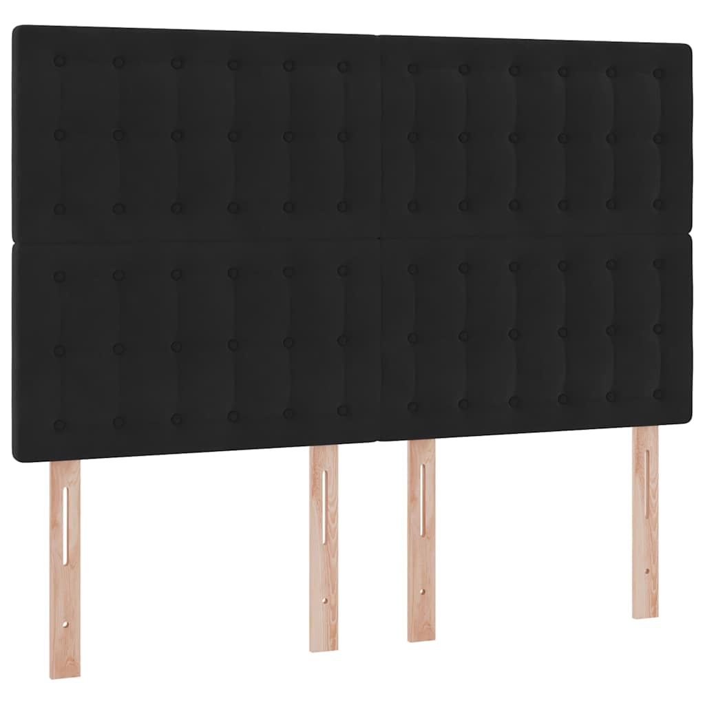 LED tárolós ágy matraccal Fekete 140 x 190 cm Bársony