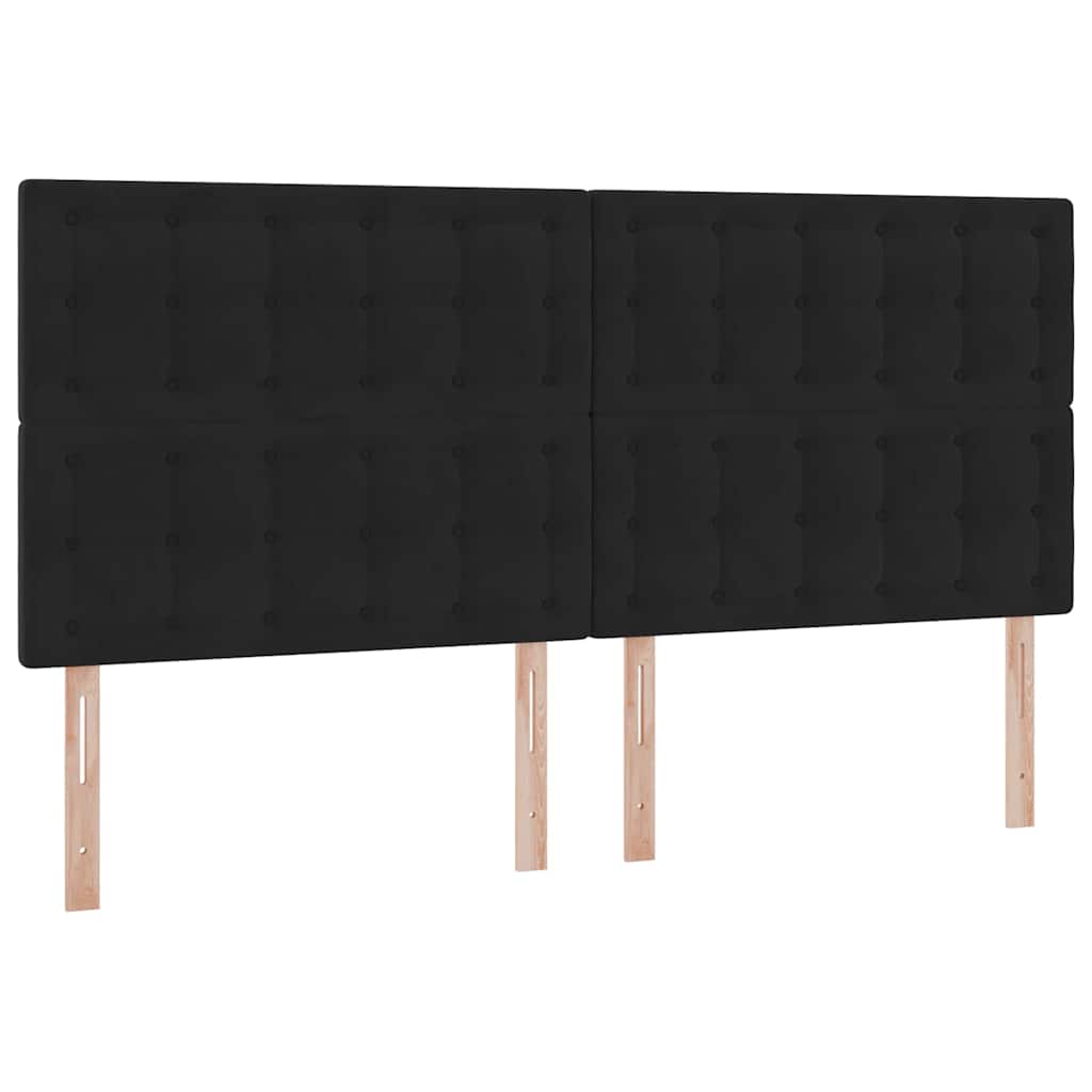 LED tárolós ágy matraccal Fekete 200 x 200 cm Bársony