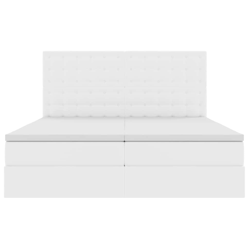 Ágy tárolóval és LED lámpával Tiszta Fehér 180 x 200 cm Műbőr