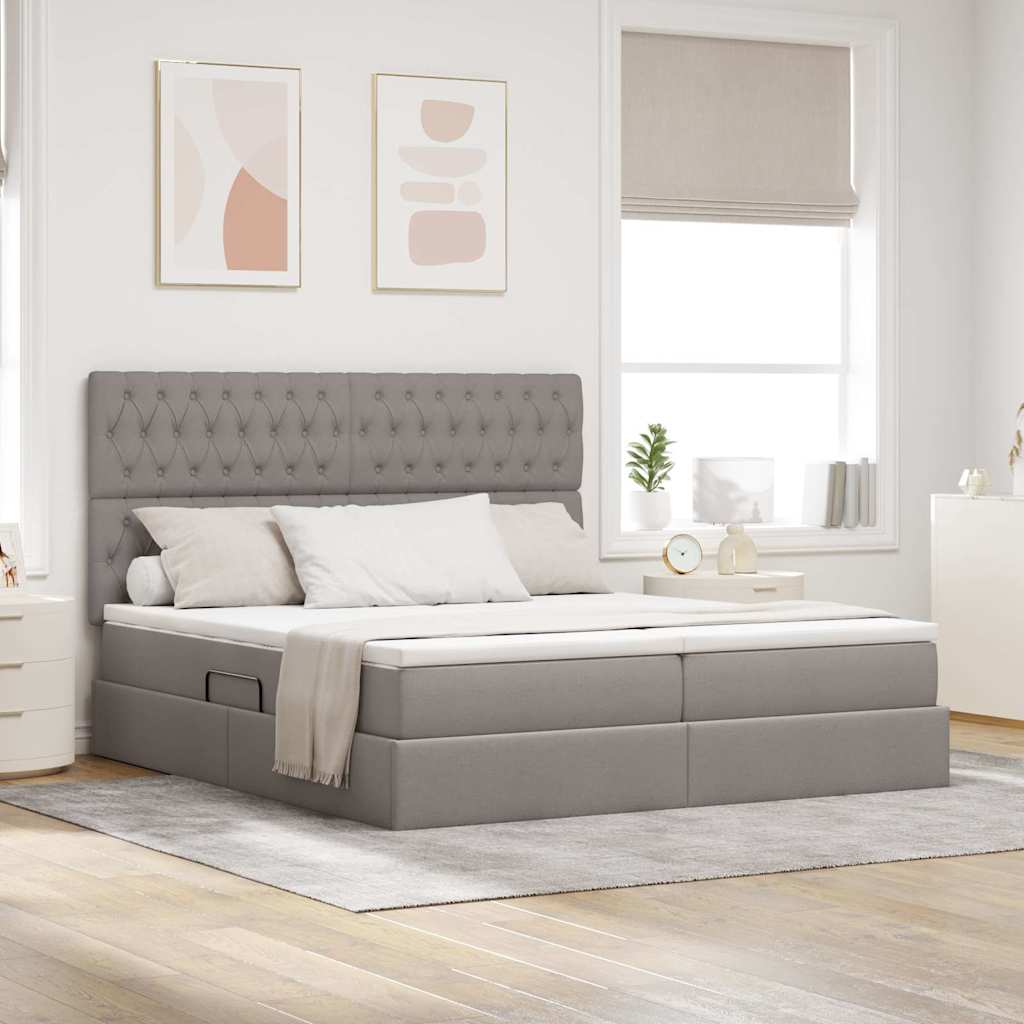 LED tárolós ágy matraccal Tópszínű 180 x 200 cm Szövet