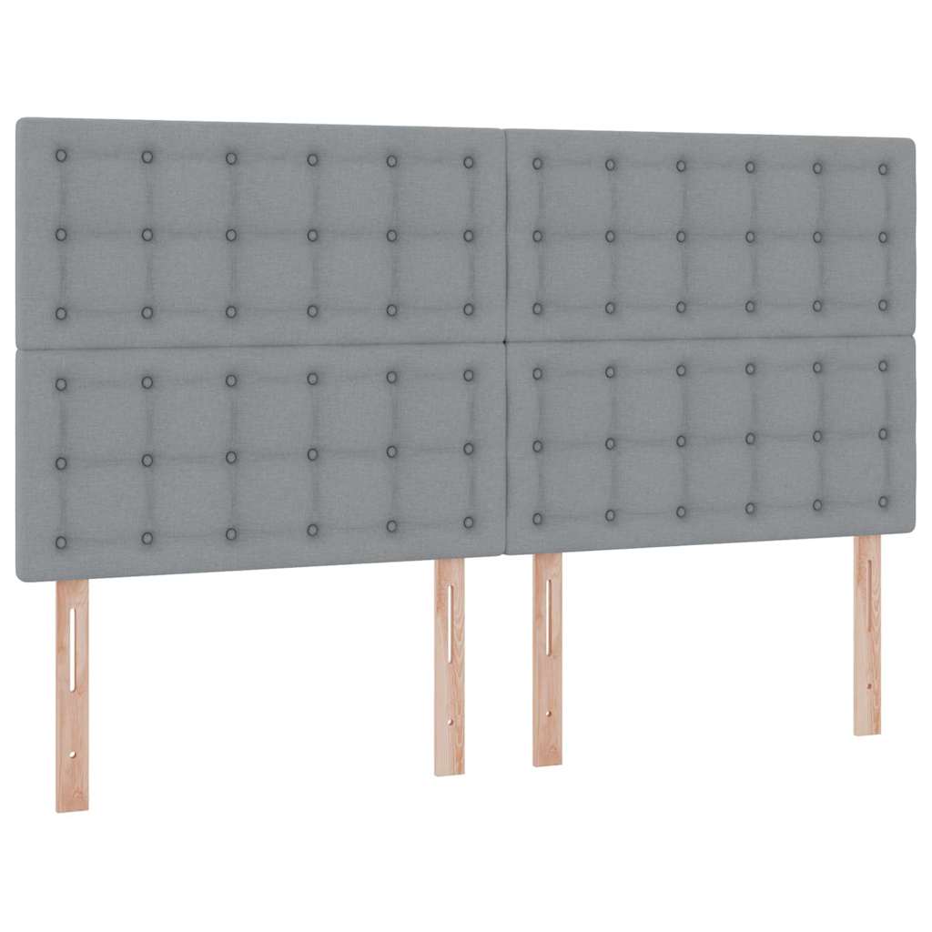 LED tárolós ágy matraccal Világosszürke 200 x 200 cm Szövet