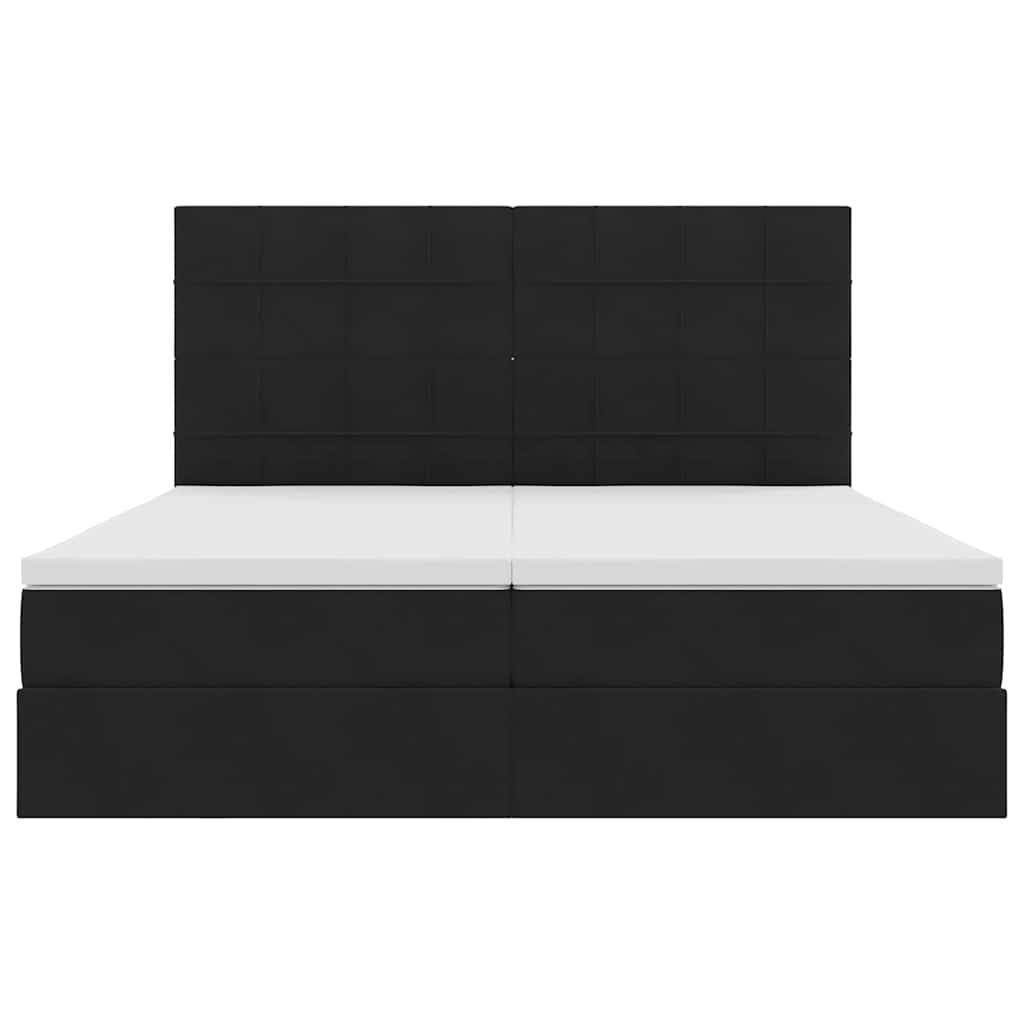 LED tárolós ágy matraccal Fekete 180 x 200 cm Bársony