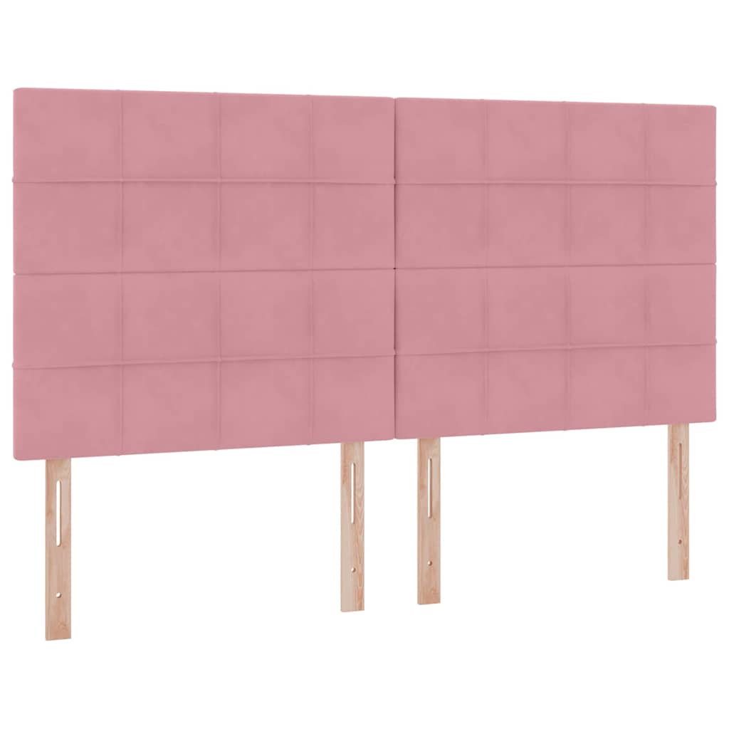 LED tárolós ágy matraccal Rózsaszín 200 x 200 cm Bársony