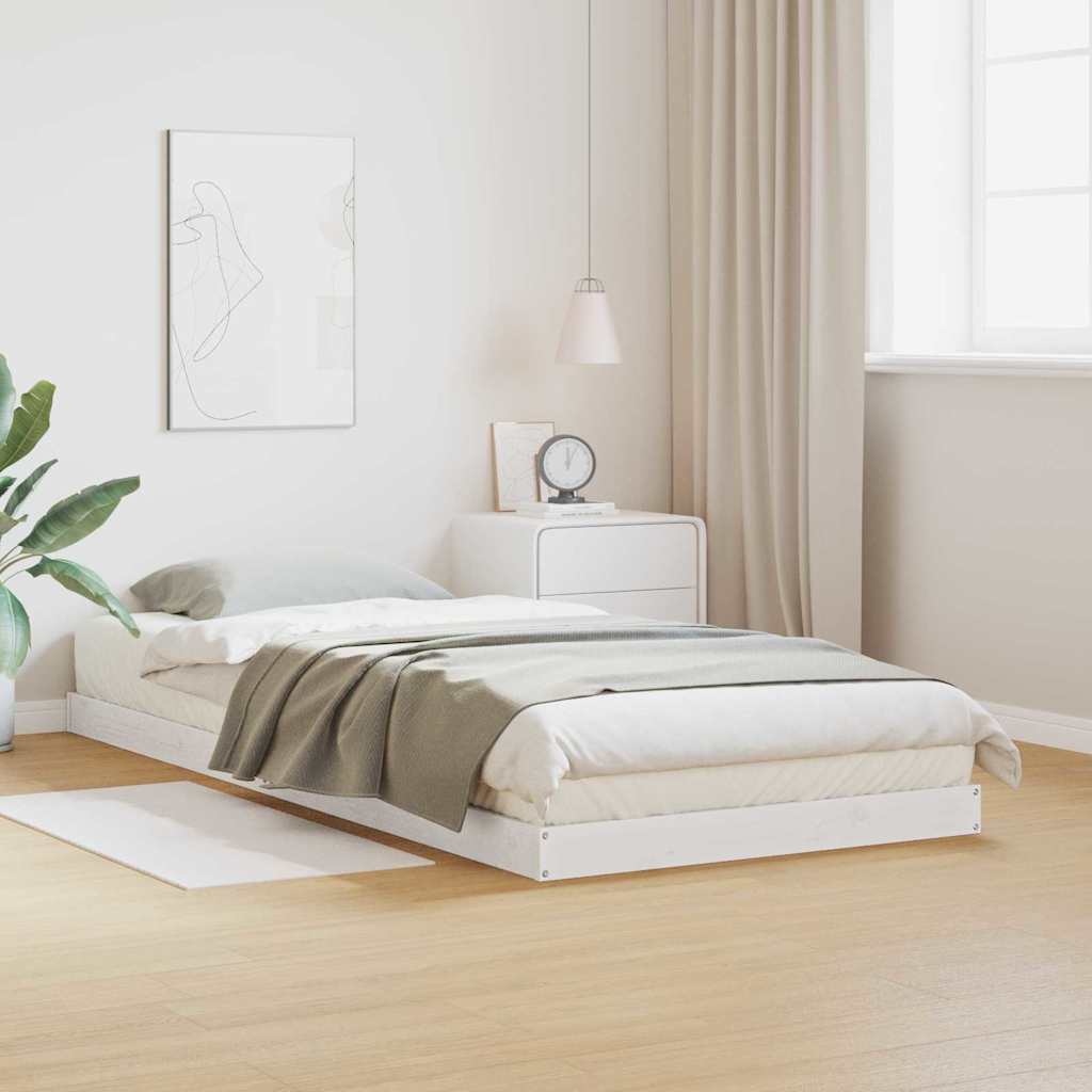 Földi ágykeret Fehér 100 x 210 cm Tömör fenyőfa