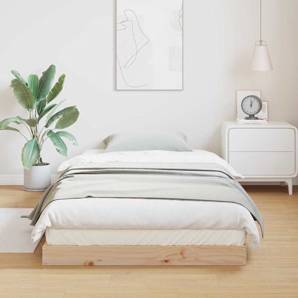 Földi ágykeret Természetes 100 x 220 cm Tömör fenyőfa