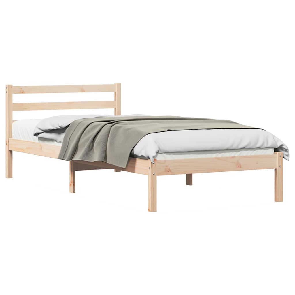 Ágykeret fejtámlával Barna 215,5 x 85,5 x 69,5 cm Tömör fenyőfa