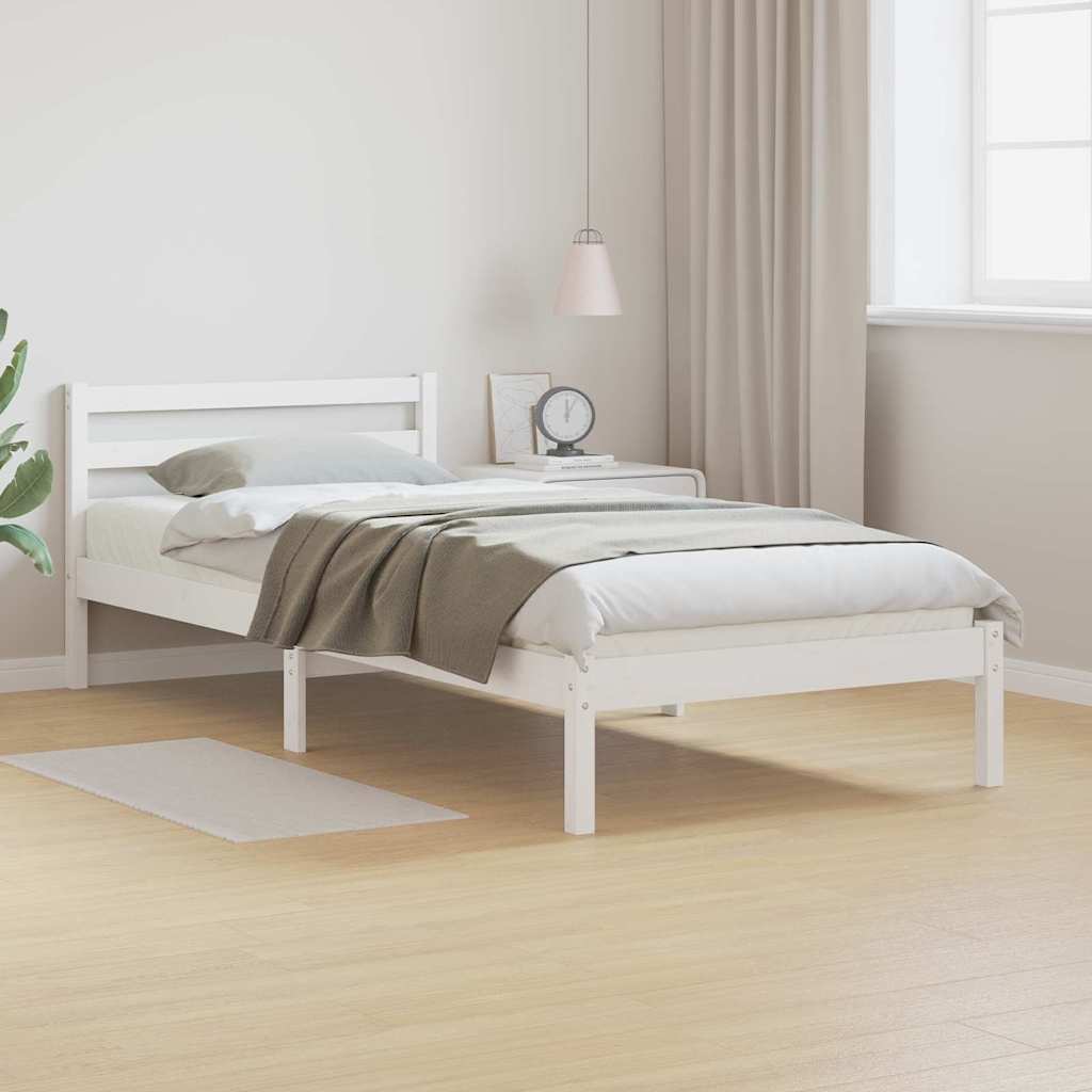 Ágykeret fejtámlával Fehér 215,5 x 95,5 x 69,5 cm Tömör fenyőfa