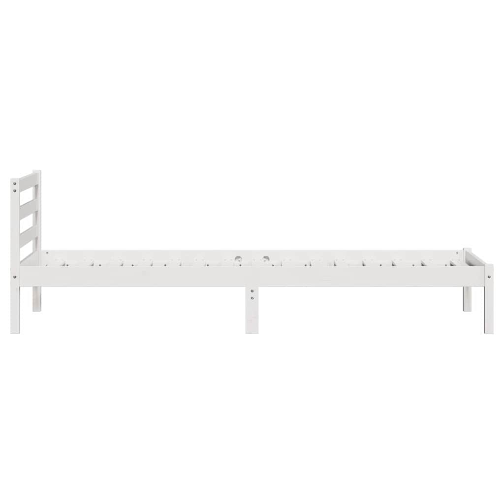 Ágykeret fejtámlával Fehér 215,5 x 95,5 x 69,5 cm Tömör fenyőfa