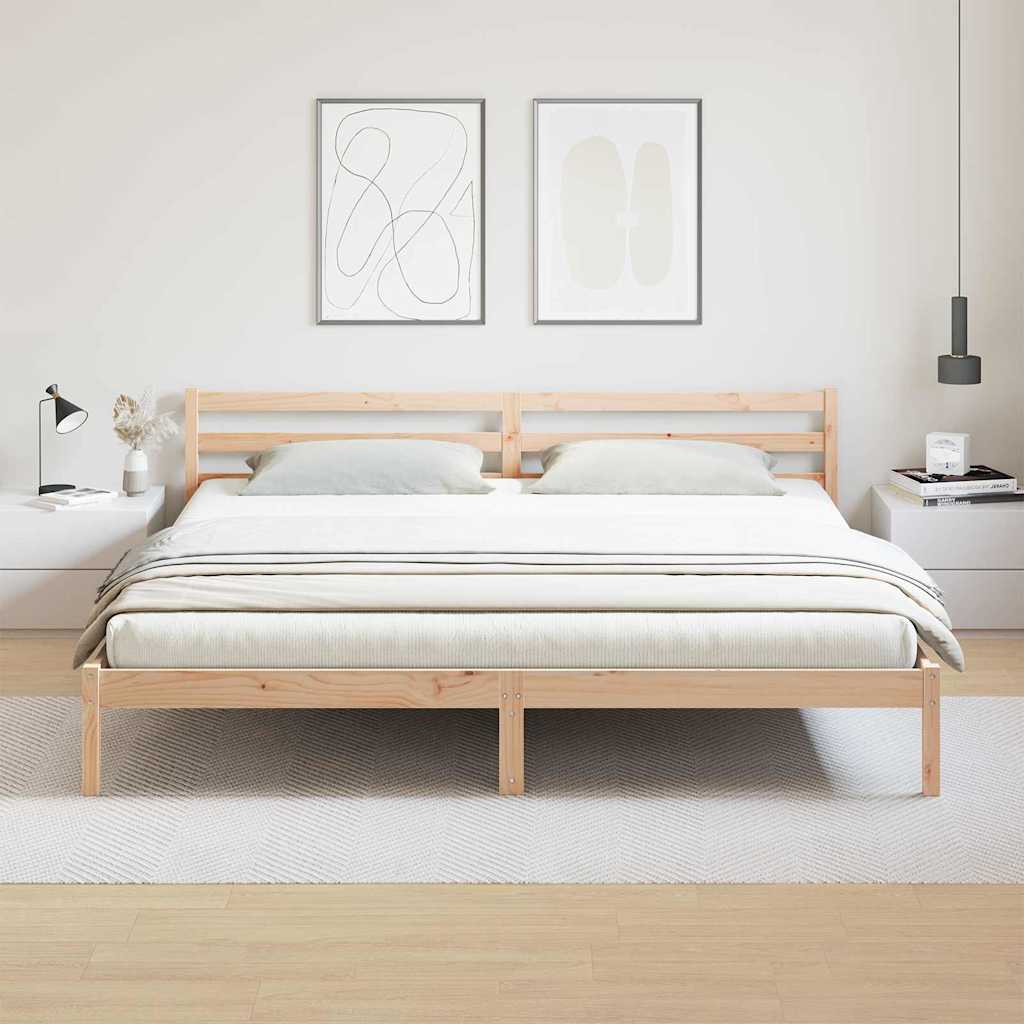 Ágykeret Barna 215,5 x 185,5 x 69,5 cm Tömör fenyőfa