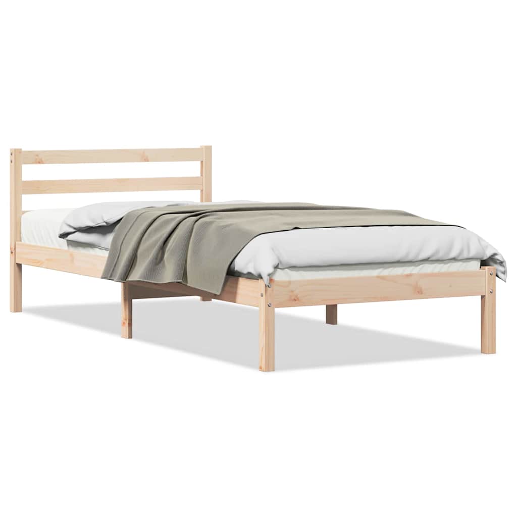 Ágykeret fejtámlával Barna 225,5 x 95,5 x 69,5 cm Tömör fenyőfa