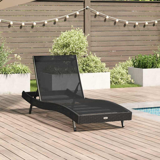 Napozó Fekete 197 x 70 x 82 cm polirattan