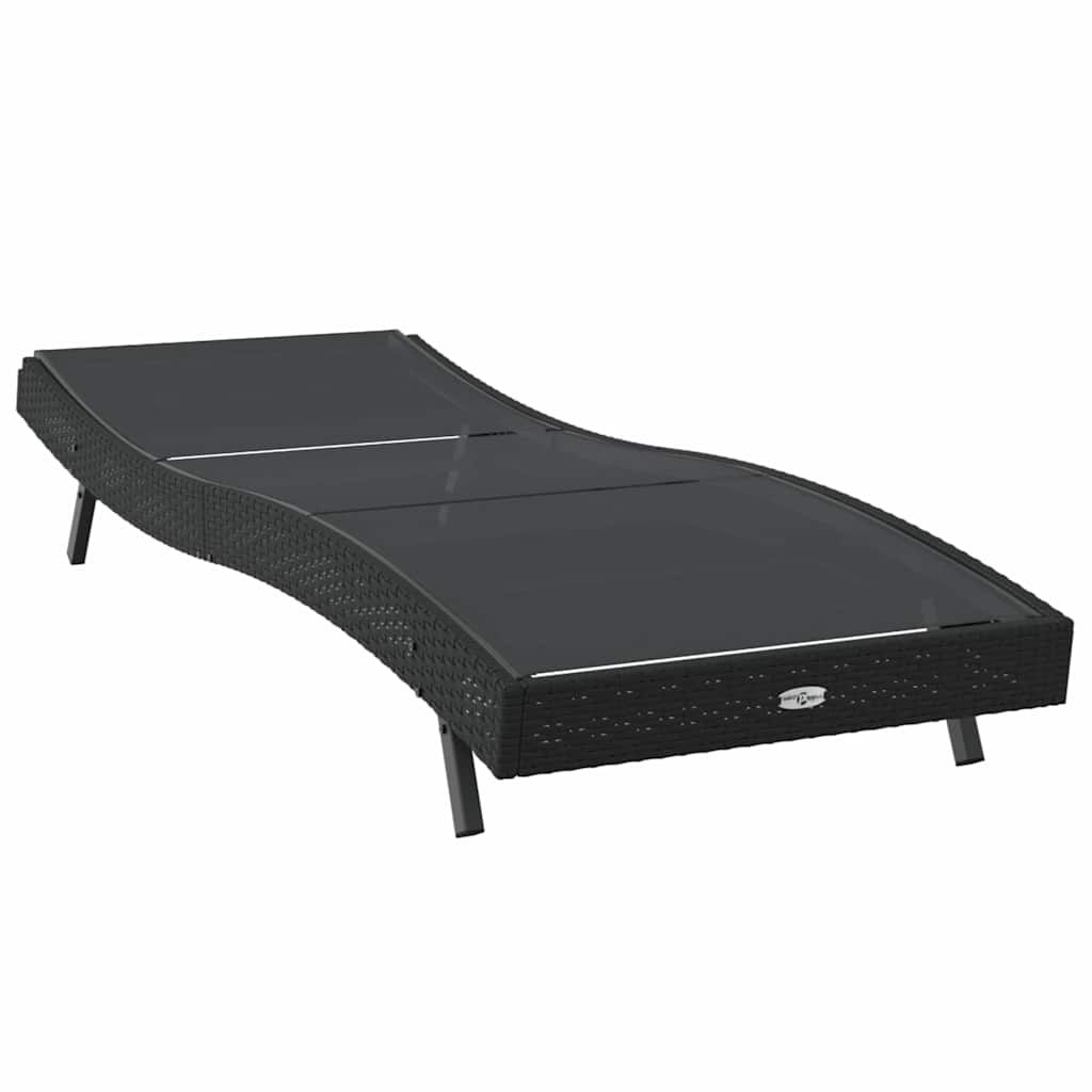 Napozó Fekete 197 x 70 x 82 cm polirattan