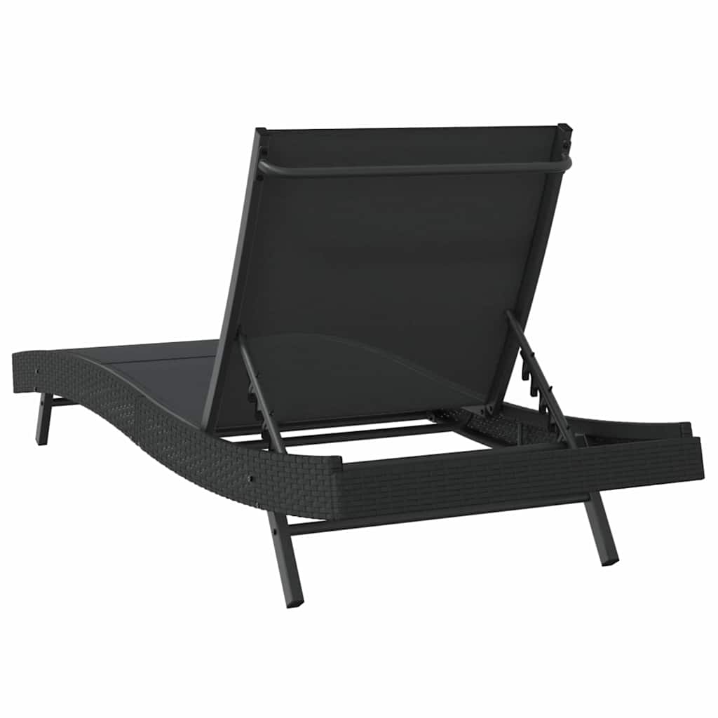 Napozó Fekete 197 x 70 x 82 cm polirattan