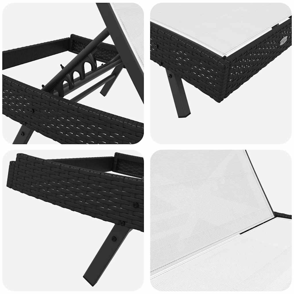 Napozó Fekete és Fehér 197 x 70 x 82 cm polirattan