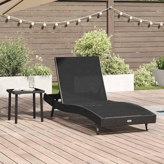 Napozó 2 pcs Fekete polirattan