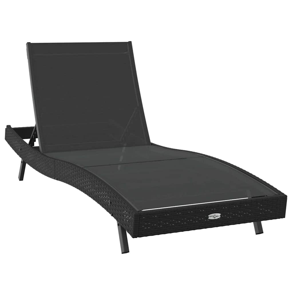 Napozó 2 pcs Fekete polirattan