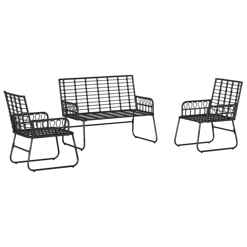 Kert étkező szett 3 pcs Fekete és Antracit polirattan