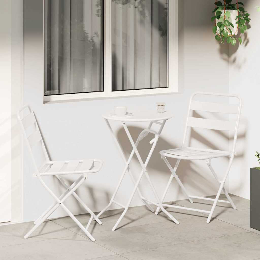 Kert Bistro Készlet 3 pcs Fehér Acél