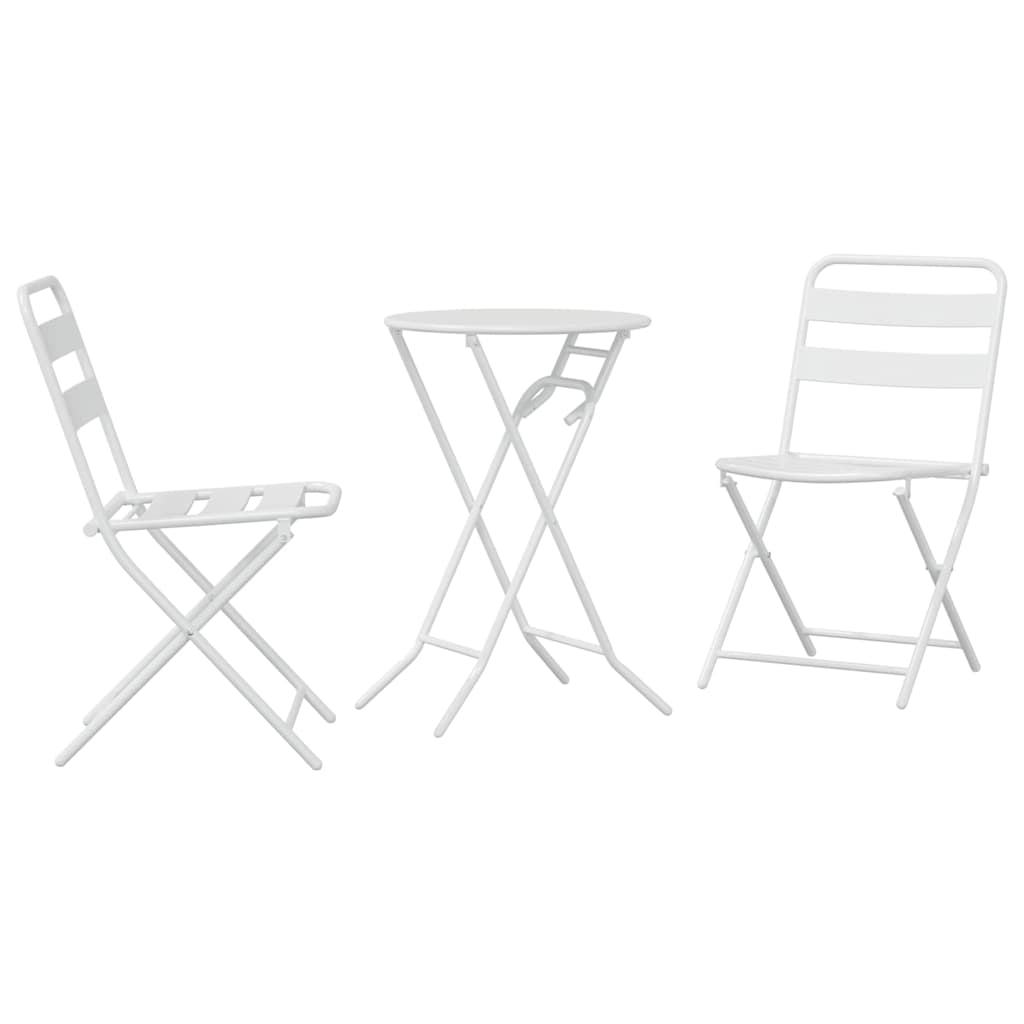 Kert Bistro Készlet 3 pcs Fehér Acél