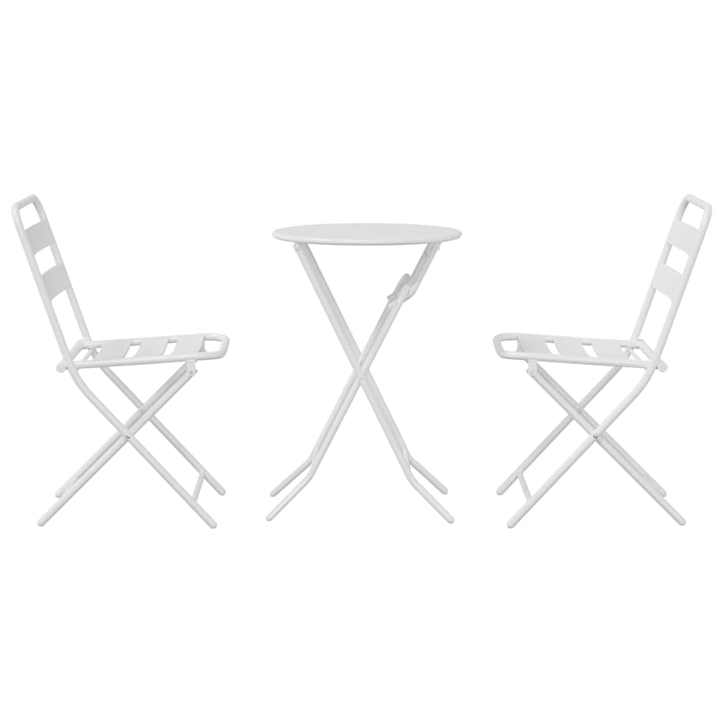 Kert Bistro Készlet 3 pcs Fehér Acél